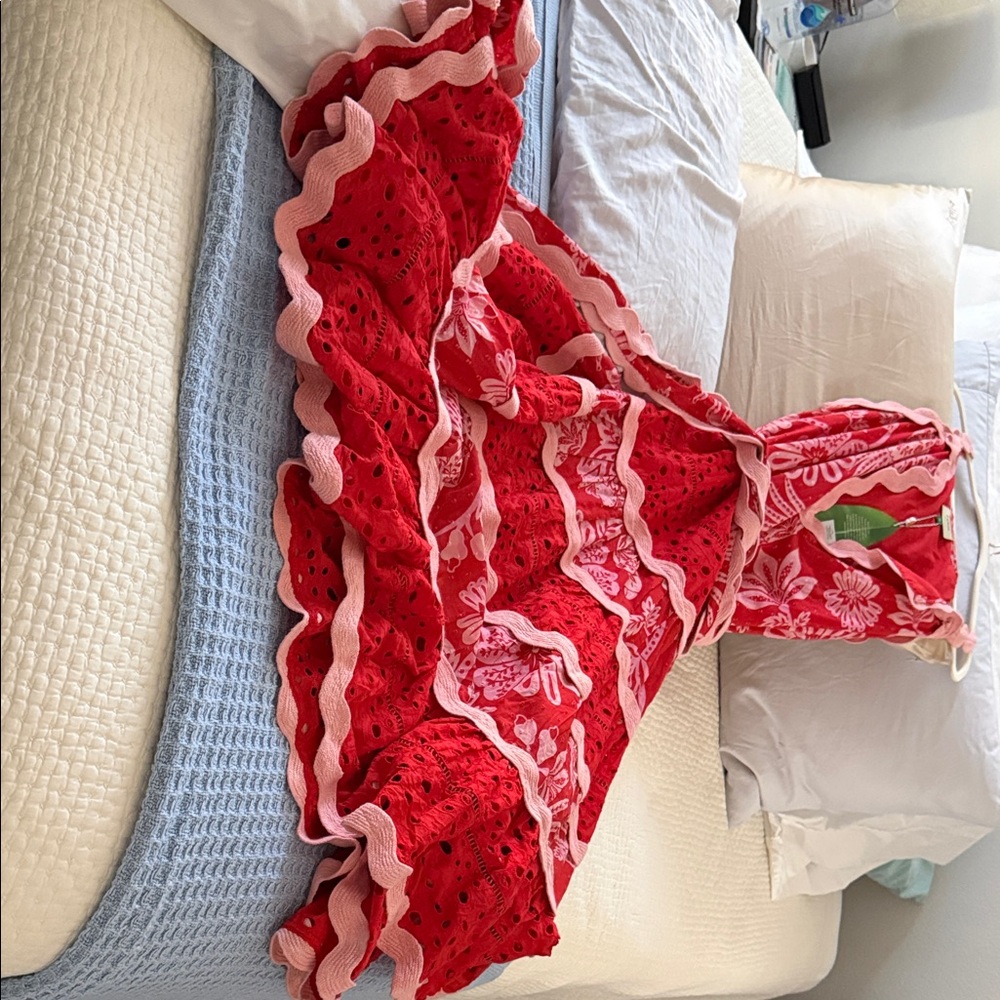Farm Rio dress Flowerfull birds red mix maxi dress - Picture 5 of 8